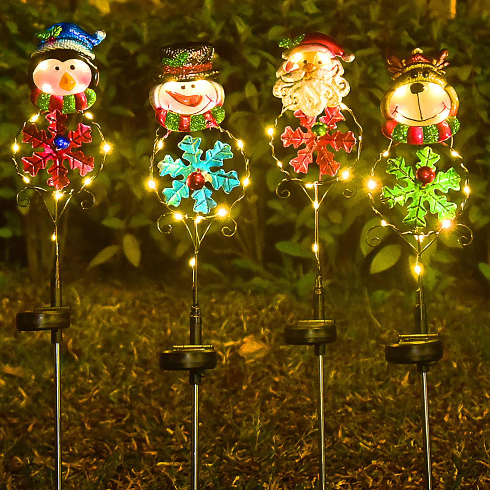 Solar LED Christmas Lamp Light Outdoor Lantern Garden Yard Lawn Pator Statue Figurine Creative Chic Decor Gift